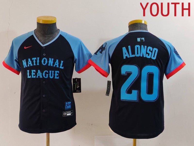 Youth New York Mets #20 Alonso Blue All star 2024 Nike MLB Jersey style 3